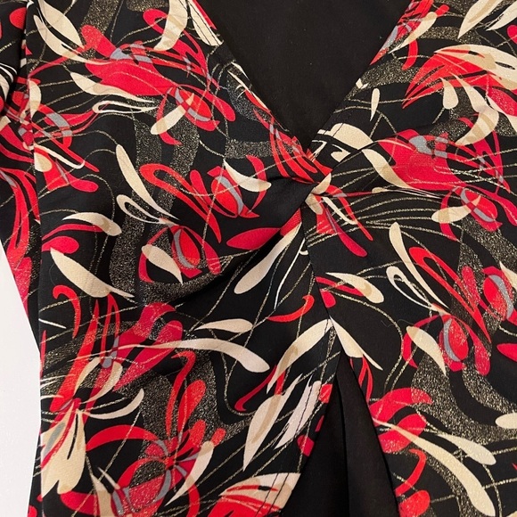 Y2K Iz Byer California Red Gold Long Sleeve Layered Abstract Top S artsy bold - Picture 5 of 8